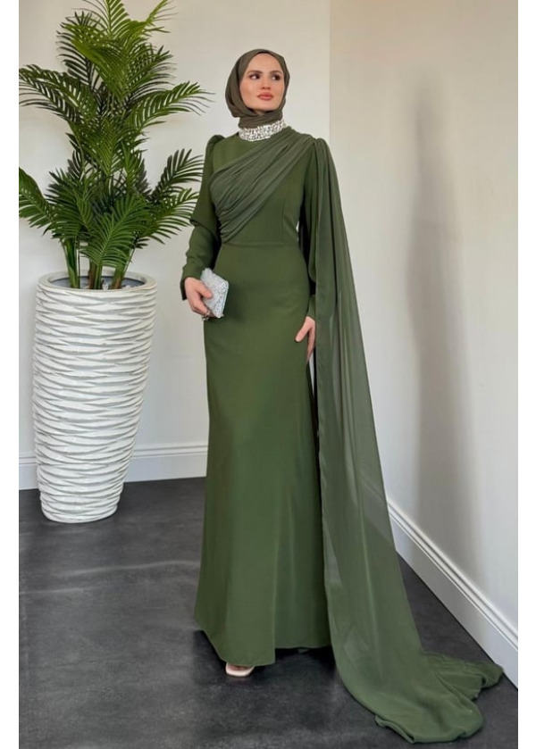 Olara Yandan Pelerinli Abiye Haki