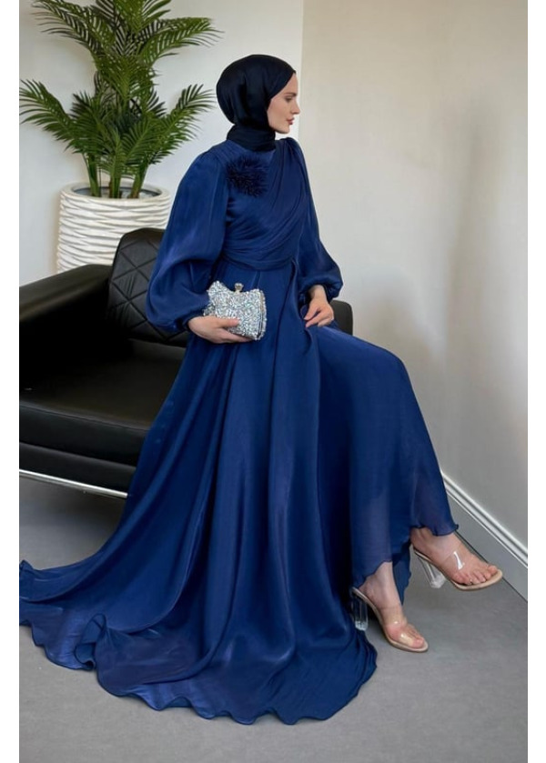 Anastasia Omzu Güllü Abiye Lacivert