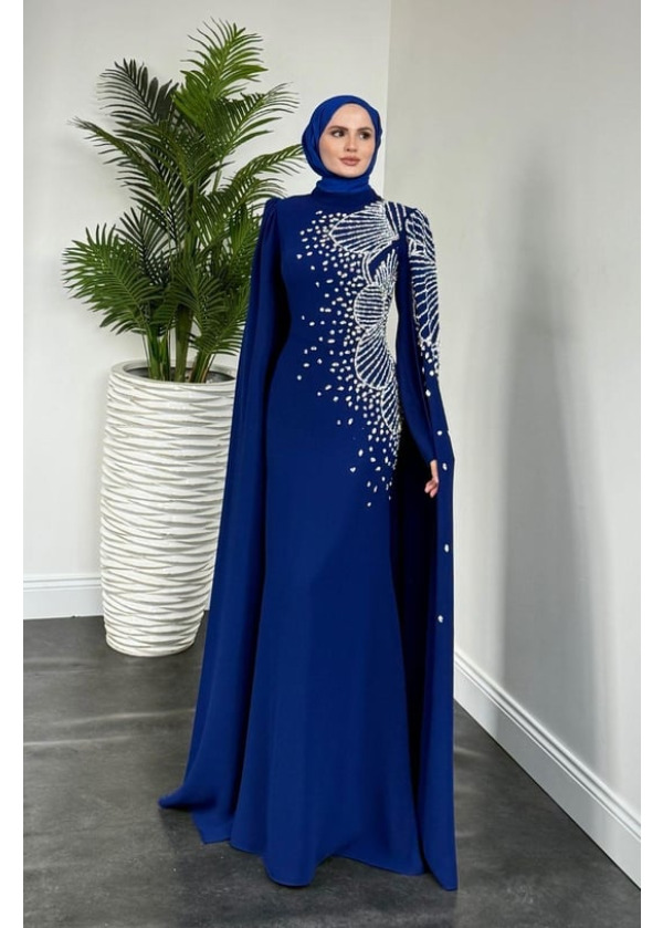 Carla Yandan Taşlı Abiye Saks