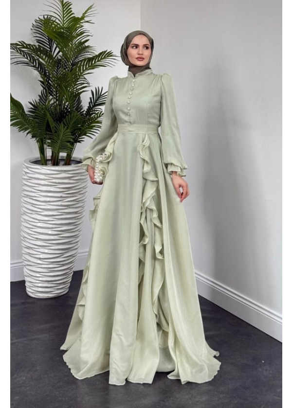 Samira Fırfırlı Janjan Abiye Mint