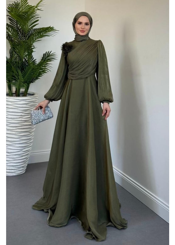 Anastasia Omzu Güllü Abiye Haki