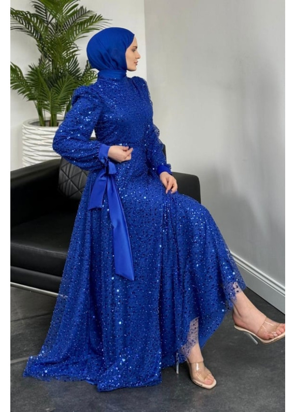 Hilly Kolları Fiyonk Saten Abiye Saks